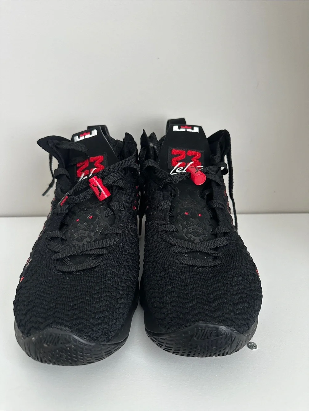 Nike Kids Black and Red Knit Basketball Sneakers LeBron XVII